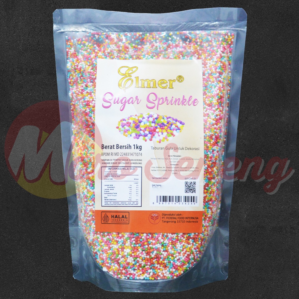 

Spikel Elmer 1Kg Sprinkle Gula Trit Warna Rainbow Hiasan Kue 1 Kg