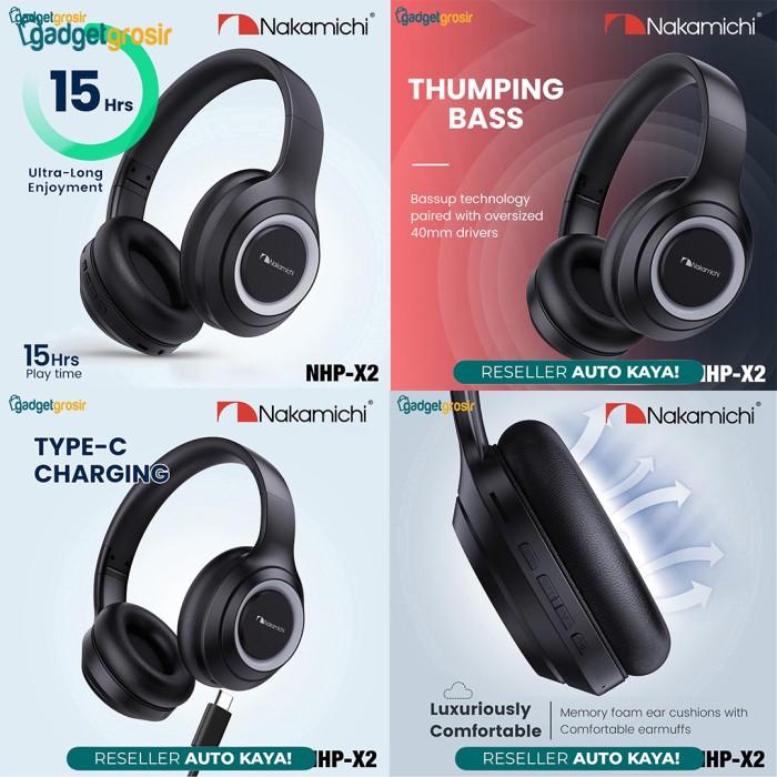 Headphone Nakamichi Nhp-X2 Wireless Bluetooth Hd Hifi Fm Radio Mic
