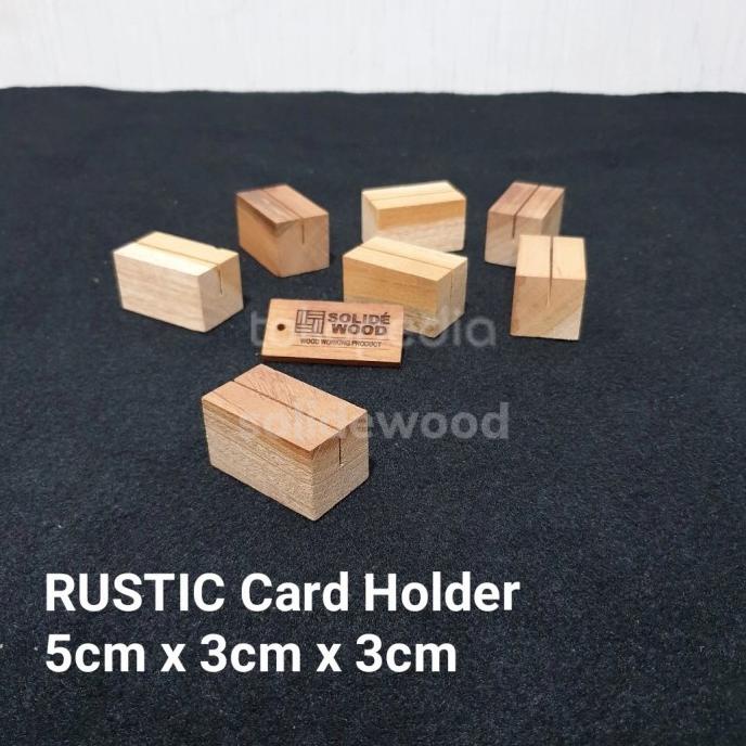 

$$$$] RUSTIC card holder kayu 5 x 3 x 3cm tatakan dudukan kartu nomer meja