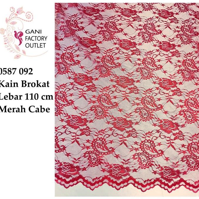 Ready oke] Kain Brokat Bahan Polyester Meteran Lebar 110 cm 0587 092 Merah Cabe