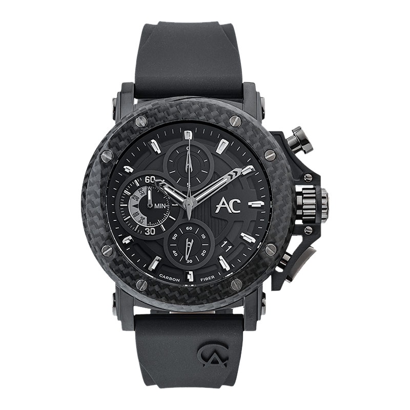 Jam Tangan Pria Alexandre Christie Chronograph AC 9205 MC LEPBA(GL) Carbon Edition Black Dial Black 