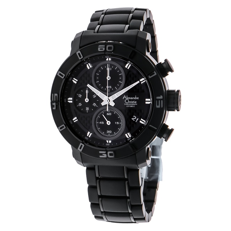 Jam Tangan Pria Alexandre Christie Chronograph AC 6292 MC BIPBA Black Dial Stainless Steel With Cera