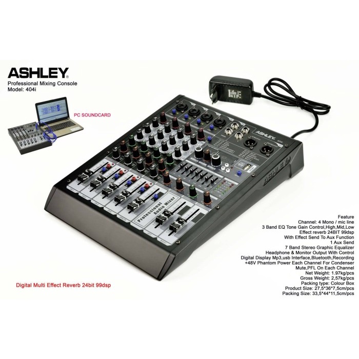 MIXER AUDIO ASHLEY 404 I ORIGINAL ASHLEY 404I 4 CHANNEL SOUNDCARD