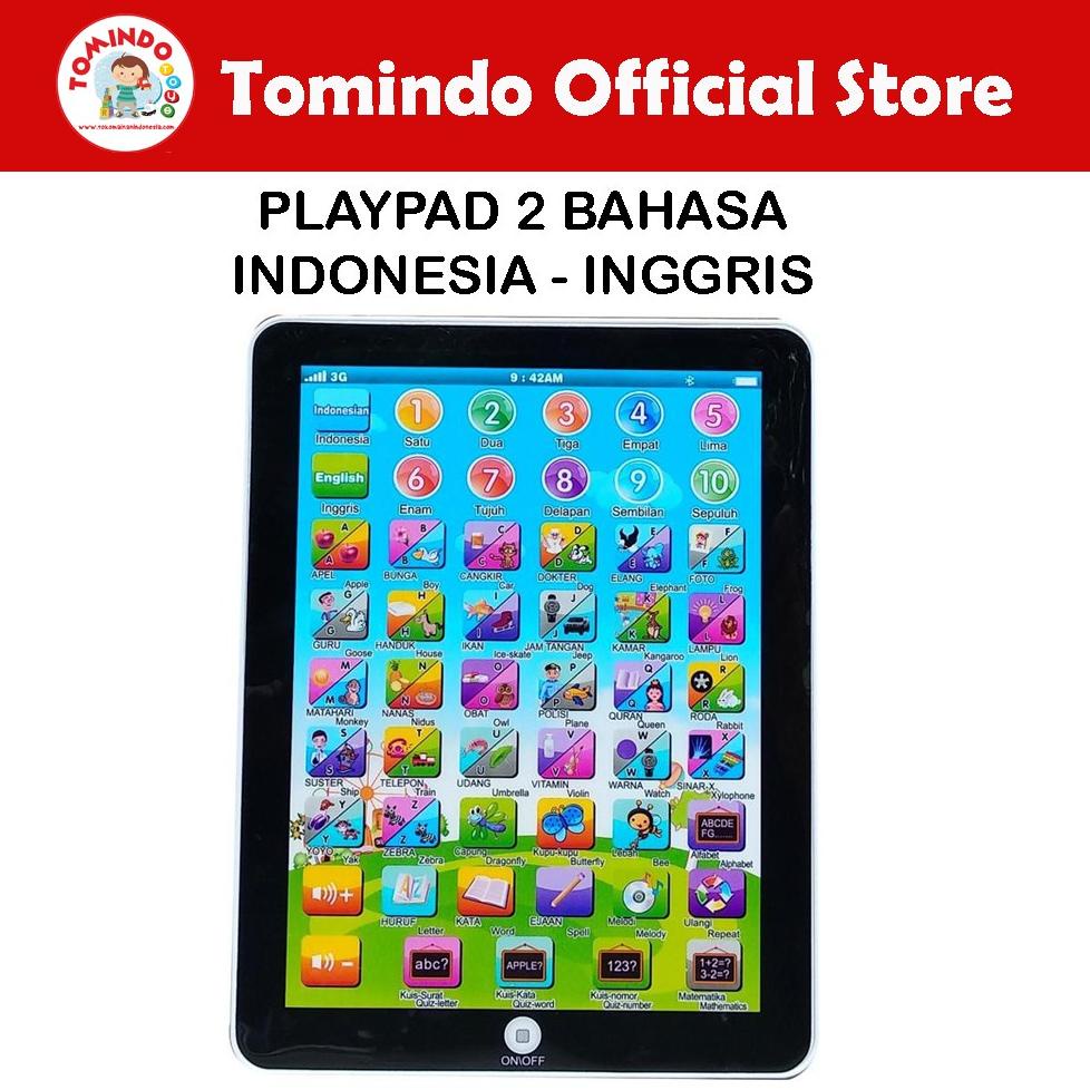 PROMO TERBARU TOMINDO MAINAN EDUKASI ANAK IPAD MINI PLAYPAD ANAK 2 BAHASA MAINAN EDUKATIF ANAK MAENA