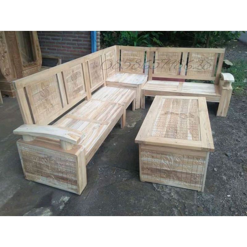 kursi tamu minimalis Jati model L mentahan kursi sudut minimalis kursi tamu minimalis