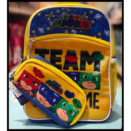 

TERBARU SALE MAINAN: PJ MASKS TEAMS TAS BACKPACK + PENCIL CASE SET YELLOW ORI