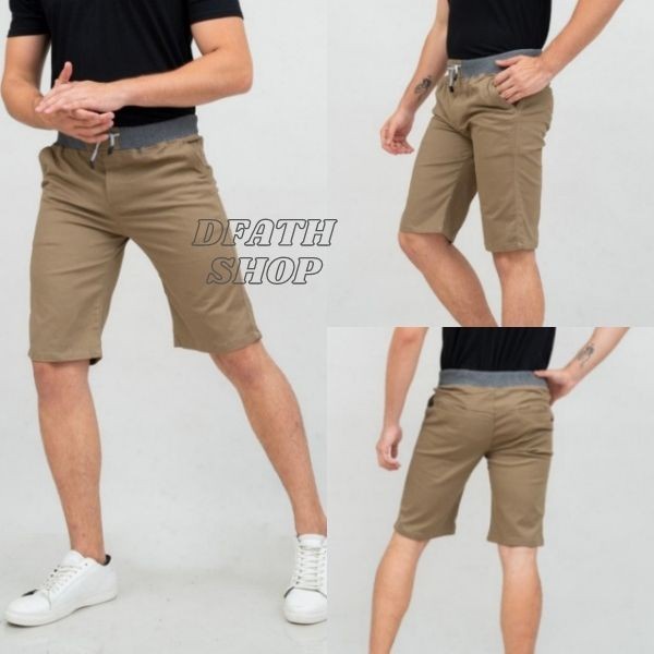celana CELANA PENDEK CHINO PRIA PINGGANG KARET - Cokelat, 27(X7Y8) celana pendek cowok jeans celana 