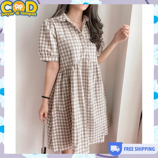 Korean Style Dress Casual Wanita Terbaru 2024 Drish Cewe Vintage Kasual Gaun Perempuan Musim Panas G