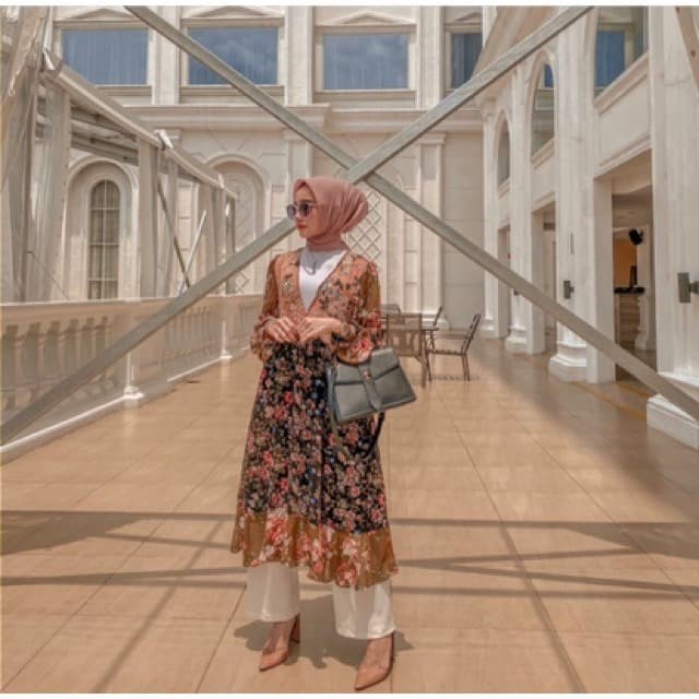 Dress Maxi Wanita Import Murah Tunik ZARA Dress Premium Outer Floral