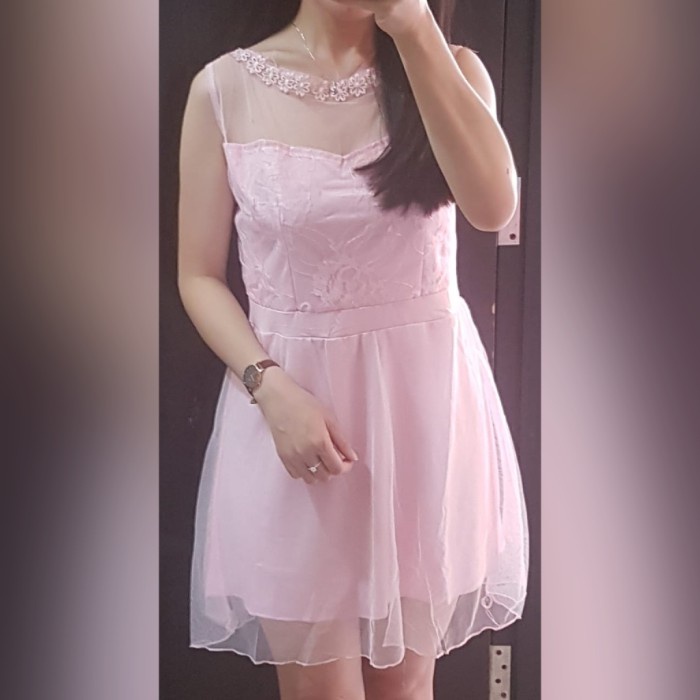 baju pesta dress vina pink gaun remaja murah flo kt