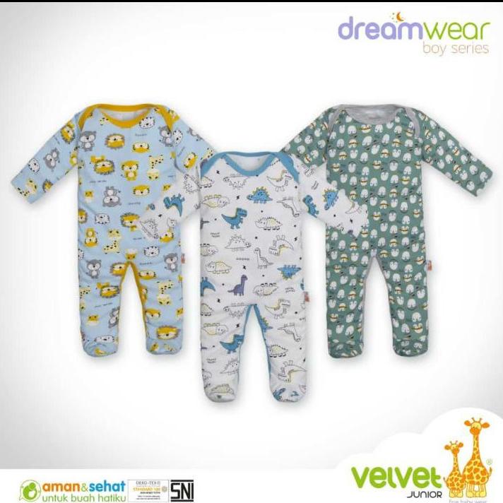 Robihah Dreamwear Sleepsuit Tutup Kaki Velvet Junior Bayi Laki Laki Brave Series Standar SNI Nyaman