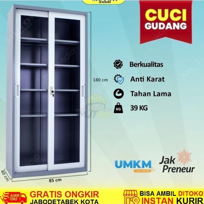 

Harga Grosir | Lemari Arsip Besi Full Plat - Pintu Sliding Kaca Geser Original