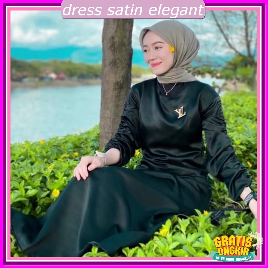 Long Dress Korean Style Hijab Dress Satin Kondangan Bridesmaid Dreas Brismid Terbaru Gaun Bridesmaid