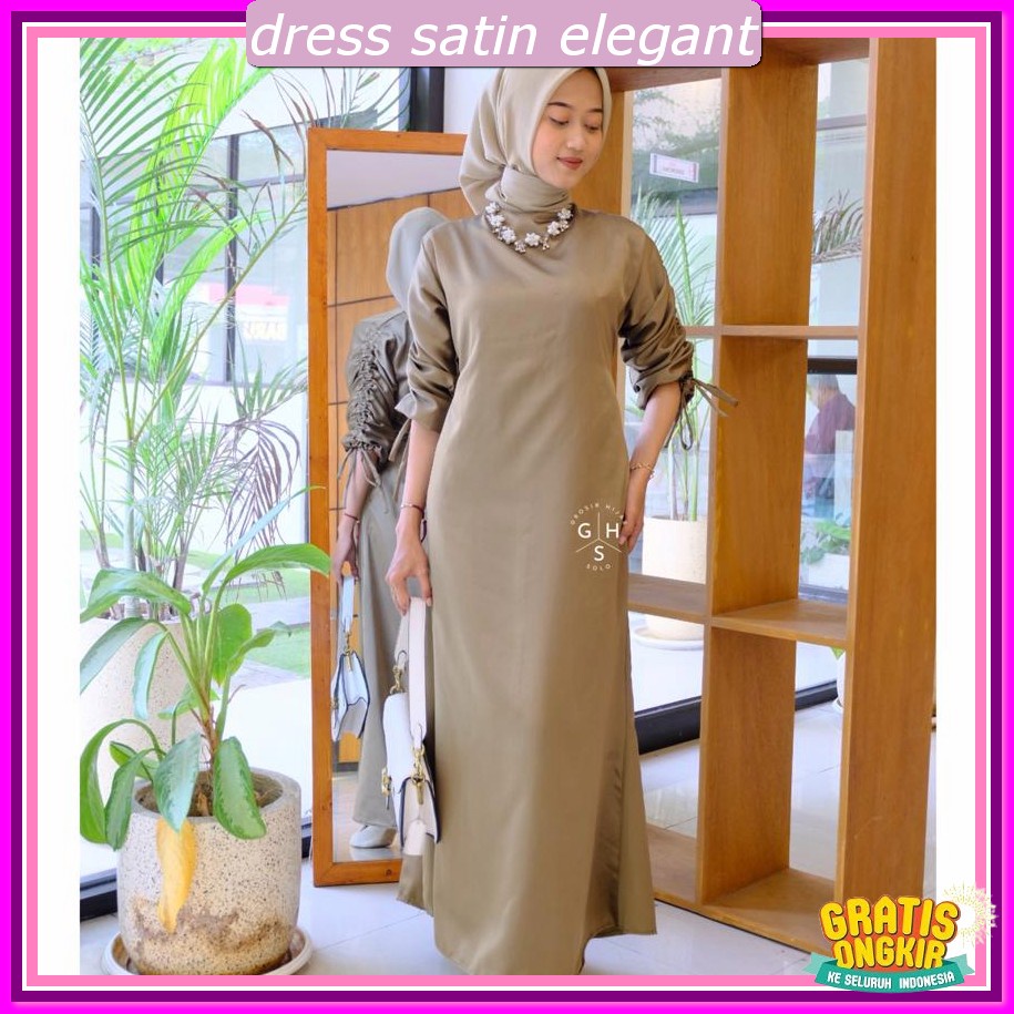 Dres Serut Samping Elejant Gaun Pesta Muslimah Elegan Gsun Drees Press Body Panjang Long Dress Korea