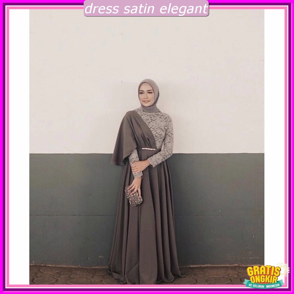 Gaun Pesta Muslimah Elegan Gsun Drees Press Body Panjang Long Dress Korean Style Hijab Drees Kekinia
