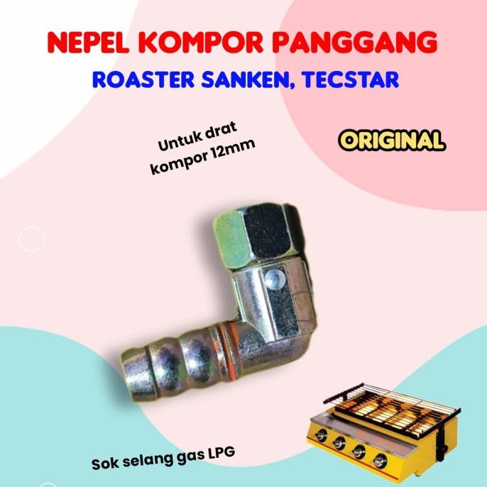 :=:=:=:=] Nepel Kompor Gas Sambungan Selang Kompor Gas roaster nepel L 12 mm