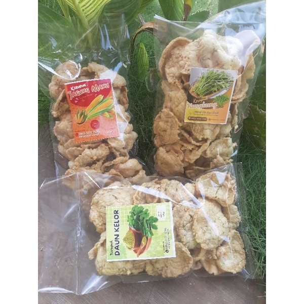 

Kerupuk sayur/Krupul Jagung/Kelor/Kangkung/kerupuk sayur sehat dg bahan alami/kerupuk sayuran
