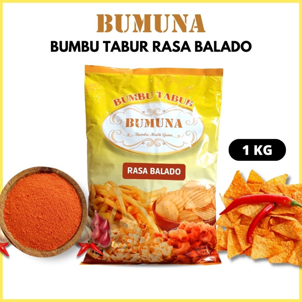 

Bumbu Balado 1Kg / Bumbu Tabur Rasa Balado Bumuna / Bubuk Tabur Rasa-Rasa / Bumbu Celan Keripik