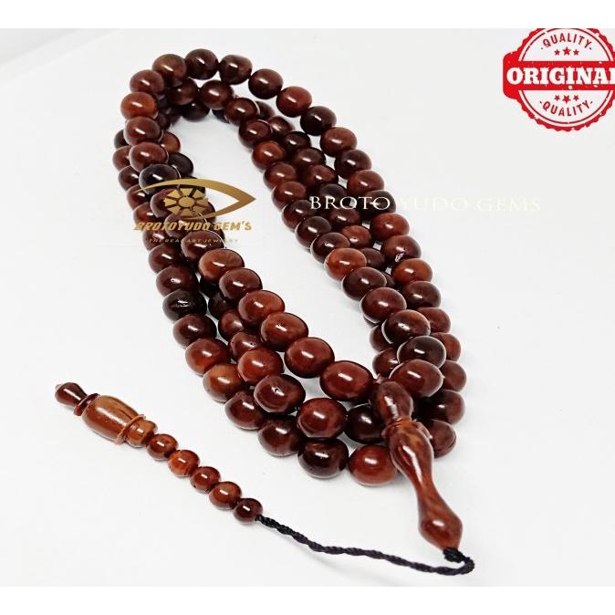 TASBIH KAYU KOKAH / KAOKAH UKURAN 8 MM 99 BUTIR ASLI TURKY