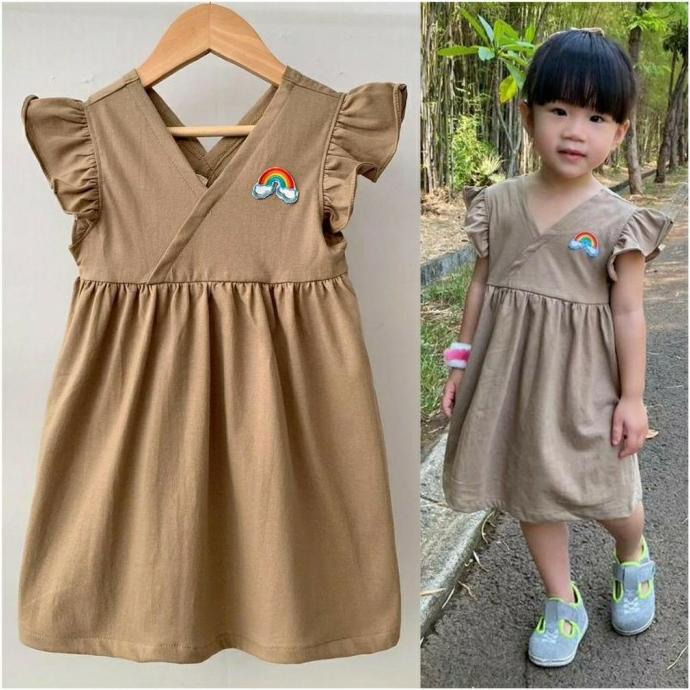 Trend Dress Anak Pelangi Warna Coklat - Baju Anak Perempuan Daster Anak Berkualitas