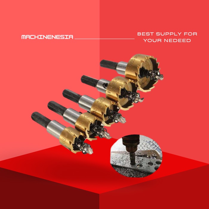 MATA BOR PELUBANG BESI KAYU PLASTIK METAL HOLESAW CARBIDE HSS 5 SET