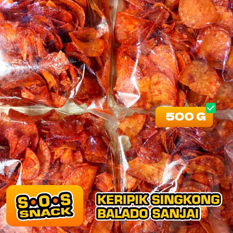 

SOS - 500 Gram Keripik Singkong Balado Sanjai Pedas Mantap