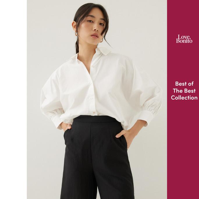 Love, Bonito - Atasan Wanita - Brienne Puff Sleeve Cotton Shirt Limited Edition