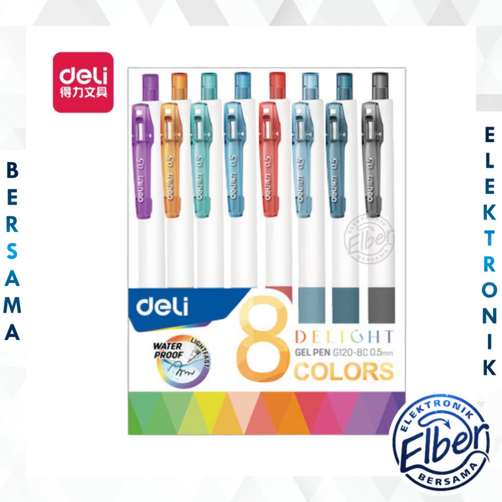 

ELBER DELI035 Deli Color Gel Pen / Pulpen Gel Warna Isi 8pcs 0.5mm Anti Air EG120-08 Y1675