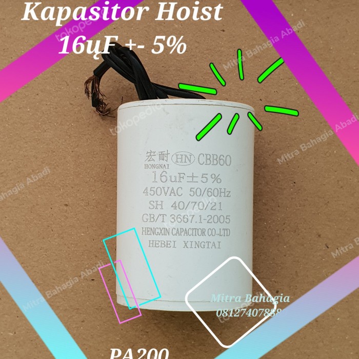 Promo Kapasitor Mini Hoist Seri Pa 200 300 500 600 800 1200 Kg