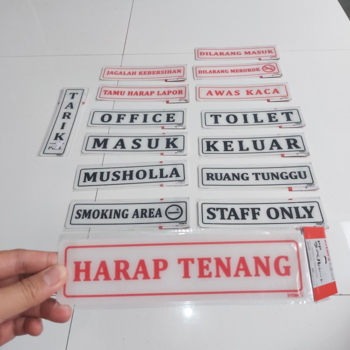 

TERMURAH! Sign Akrilik Tulisan HARAP TENANG Bahan PP 5x20cm 1 Buah