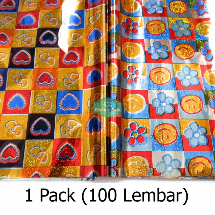 

Kertas Kado Plastik Holo Fancy Emoticon Heart Sun Shine Isi 100