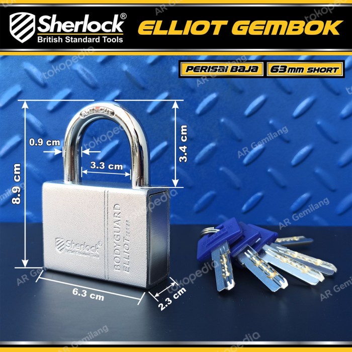Latin- Gembok Bodyguard Elliot 63Mm Sherlock - Gembok Perisai Serbaguna