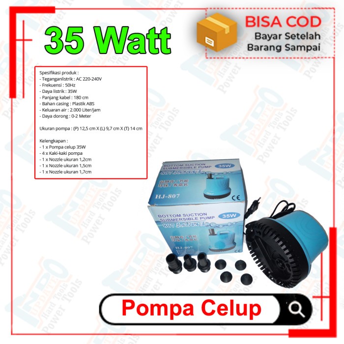 Baru Pompa Celup Listrik Tambak Kolam 35 Watt Hisap Submersible Air Kotor Murah