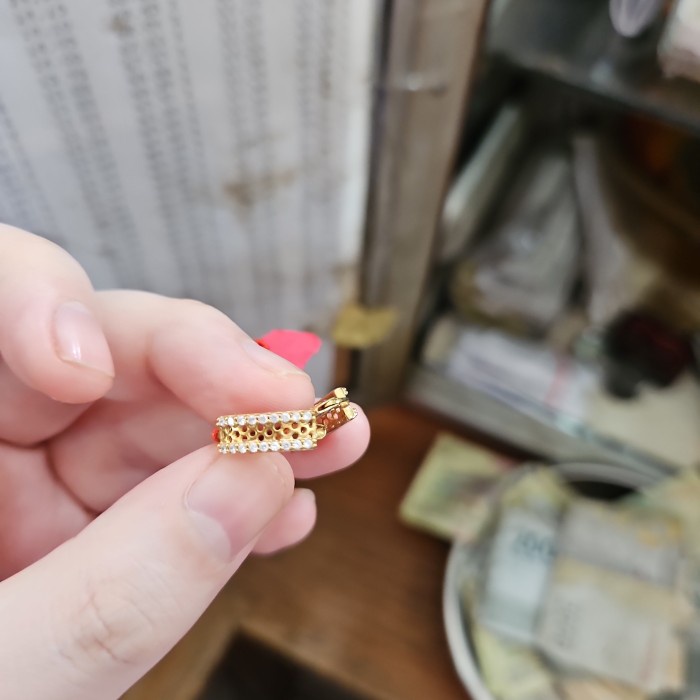✨Termurah Anting Jepit Listring Bulat Permata Putih Emas Asli 375 8K Murah Berkualitas