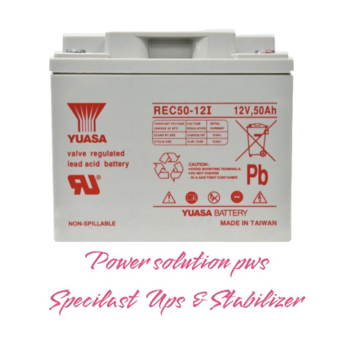 Battery Yuasa REC50-12i 12V 50Ah. Aki kering Baterai VRLA 12V 50 Amper