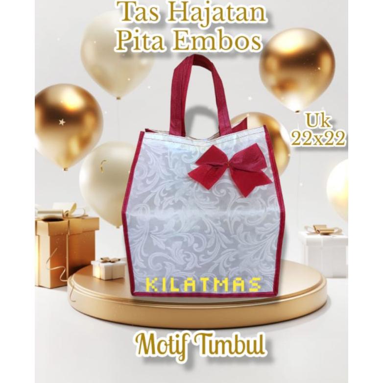 

Big Sale - Tas Hajatan Pita Embos Mewah Ukuran 22x22cm 1Lusin Isi 12pcs Ter Stock ,.
