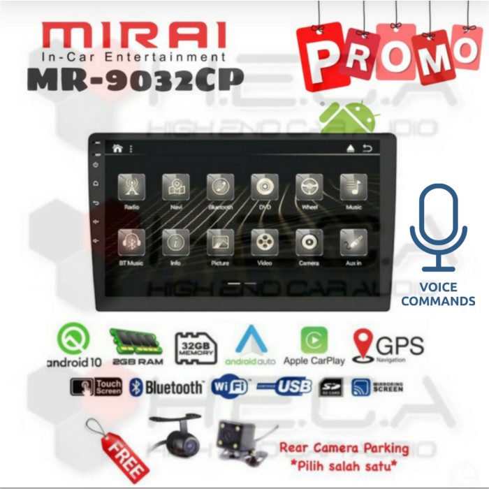 MIRAI MR-9032CP MR-9032 CP Android 9" Head Unit Double din Tape + Cam