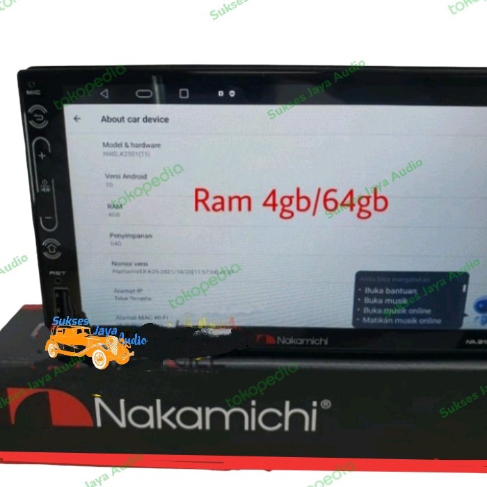 Termurah Head Unit Android Nakamichi 7 Inch T5 Na 3001I Dsp,Carplay,Ram 4/64 Gb Ready Stock