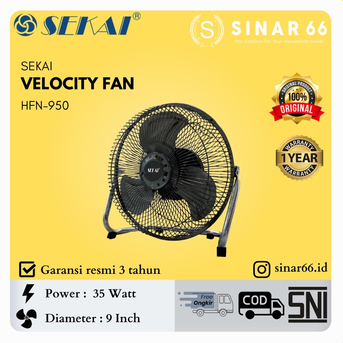 TERLARIS SEKAI VELOCITY FAN 9" KIPAS ANGIN KECIL MEJA /KIPAS ANGIN MINI/KIPAS ANGIN PORTABLE/KIPAS
