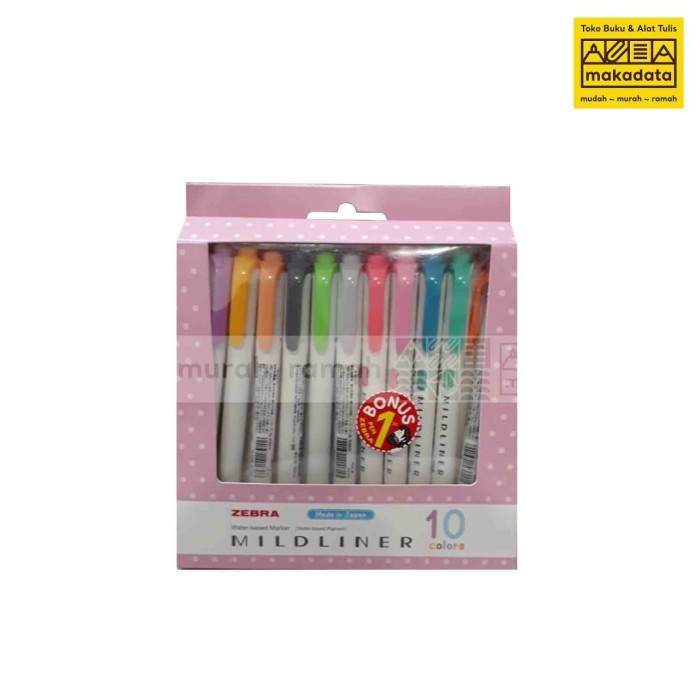 

SET MILDLINER MIDLINER ZEBRA 10 WARNA PASTEL FREE 1 MURAH