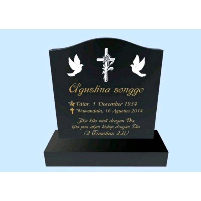 BATU NISAN MAKAM + FOTO 8X10 + VAS BUNGA 2 FULL MARMER FREE PACKING KAYU