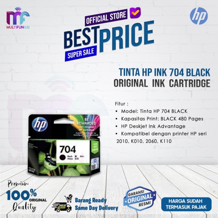 

TINTA HP 704 BLACK INK CARTRIDGE - FOR 2010, 2060 / BLACK ORIGINAL