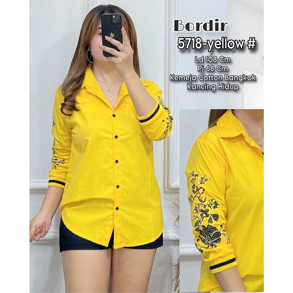 M6307 kemeja cantik motif bordir fashion bangkok new bahan katun 5718