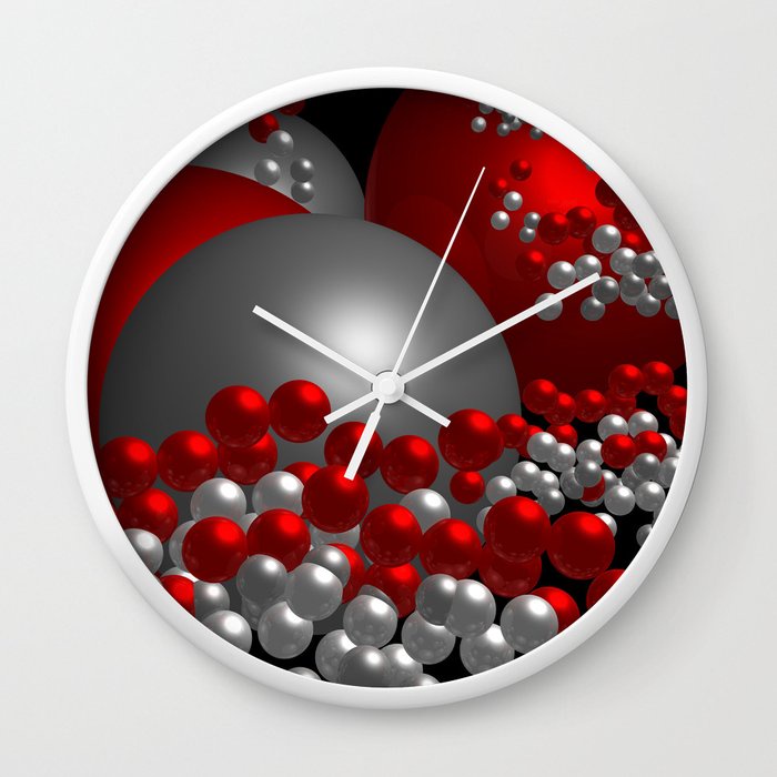 3D dalam warna merah, putih dan hitam -10- Jam Dinding