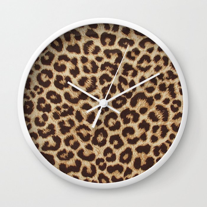 Dinding Macan Tutul Jam Dinding Motif Macan Tutul Bingkai Putih Ukuran 20 cm Tutul Bingkai Putih