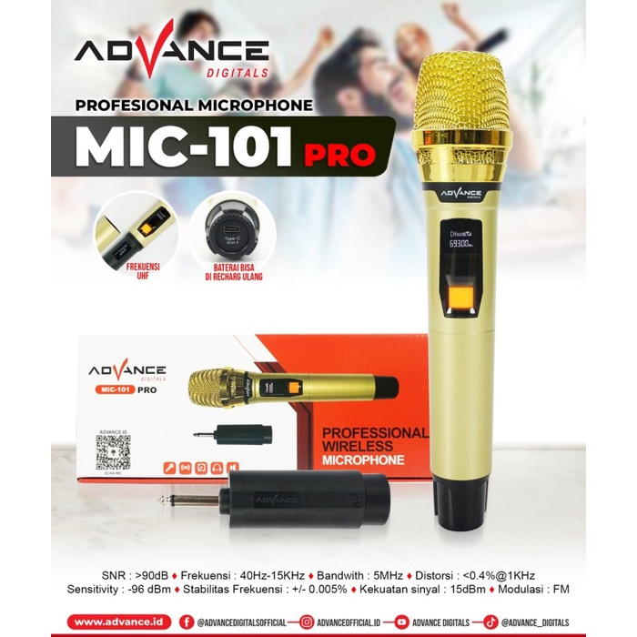 Microphone Advance MIC-101 PRO Profesional Mic Wireless