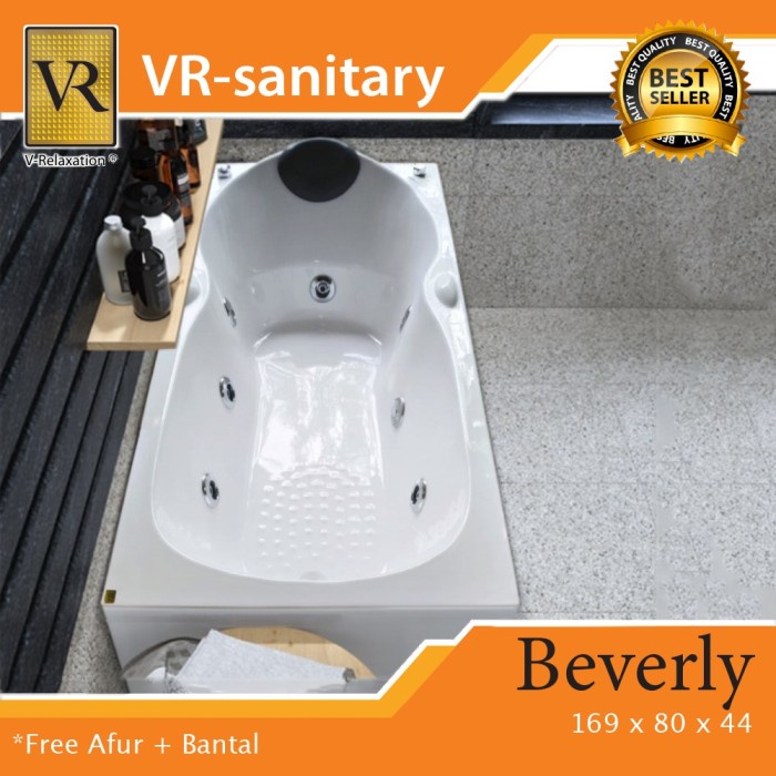 Promo Bathtub Long Beverly + Whirlpool Jacuzzi
