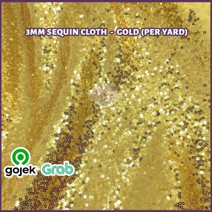 HAPPYSTORE Kain Backdrop Taplak Meja 3Mm Sequin Cloth - Gold