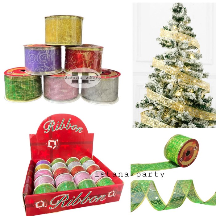 

cusss order] Pita Natal Rol / Dekorasi Hiasan Pohon Natal / Pita Kawat Motif 2,7 M