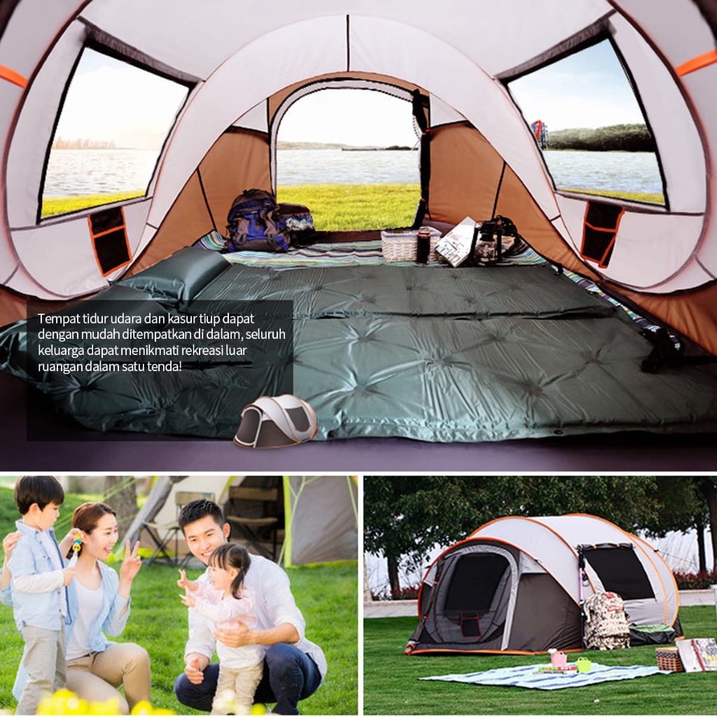 Tenda Camping 5 Orang-8 Orang-12 Orang Portable Waterproof Camping Tent Windproof Rainproof Four